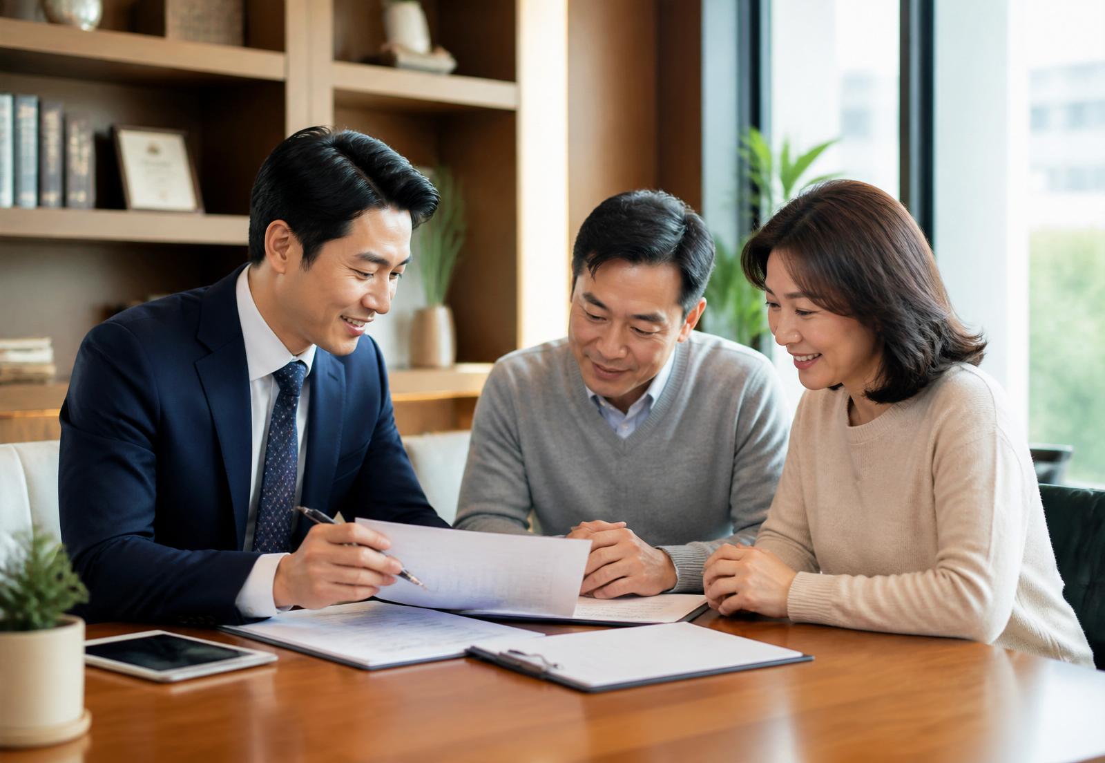 Insurance consultation with a Korean couple
